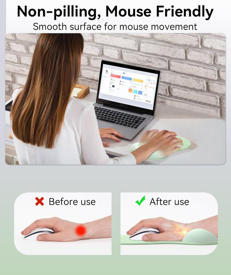 eulps Mouse Pad with Gel Wrist Rest, Ergonomic Comfortable Computer Wrist Support for Laptop, Pain Relief Mousepad with Non-Slip PU Base for Office & Home (Green) - Image 3